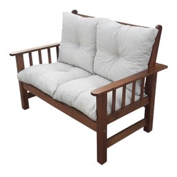Sofá Banco Namoradeira Colinial Cancún 2 Lugares de Madeira Banco Super Resistente Estofado Creme - 2