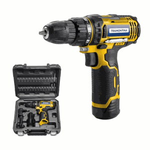 Kit Parafusadeira & Furadeira a Bateria 12v com 30 Peças Tramontina