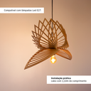 Ver imagem 4 de Luminária Lustre Pendente Vazado Aletado Mdf Madeira Rústico Cor:marfim