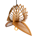 Ver imagem 1 de Luminária Lustre Pendente Vazado Aletado Mdf Madeira Rústico Cor:marfim