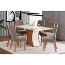 Ver imagem 1 de Conjunto: Mesa de Cozinha Luiza Tampo Madeirado C/ Vidro 160x90cm e 6 Cadeiras Bella Nature/suede