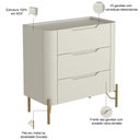 Ver imagem 3 de Mesa de Cabeceira Orgânica 3 Gavetas Pés Industrial Dourado Bliss I03 Luna - Lyam Decor