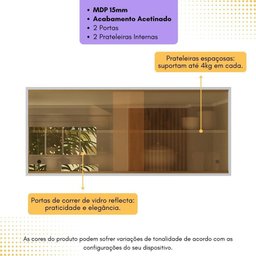 Armário de Cozinha Aéreo 105cm 2 Portas de Correr em Vidro Siena Multimóveis Mp2191 Branco - 2