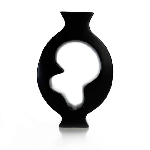 Vaso Decorativo em Cerâmica Vasado Preto 29x19cm - D’Rossi