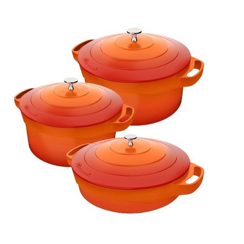Kit Caçarola NR 28, NR 20 e NR 24 Laranja LE Cook