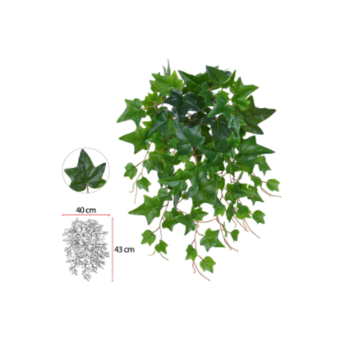 Folhagem Artificial Hera Real Toque Pendurar C/uv X88 Verde 50cm
