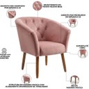 Ver imagem 3 de Jogo 2 Poltronas Estofadas Tecido Veludo Elegante para Sala de Espera Aconchegante Pés de Madeira Re