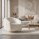 Ver imagem 1 de Poltrona Decorativa Orgânica Luxo Recepção Nuvem - Zahav:bouclê/offwhite
