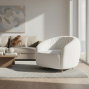 Ver imagem 5 de Poltrona Decorativa Orgânica Luxo Recepção Nuvem - Zahav:bouclê/offwhite