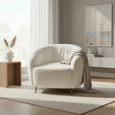 Ver imagem 4 de Poltrona Decorativa Orgânica Luxo Recepção Nuvem - Zahav:bouclê/offwhite