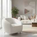 Ver imagem 2 de Poltrona Decorativa Orgânica Luxo Recepção Nuvem - Zahav:bouclê/offwhite