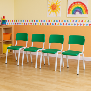 Kit 4 Cadeiras Infantil Iso Verde Brinquedoteca Escolas Ecomhome