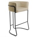 Ver imagem 1 de Banqueta Decorativa Base Aço Preto Betina C-129 Linho Creme - Domi