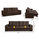 Ver imagem 3 de Sofá Retrátil e Reclinável 2 Lugares 1,90m com Molas Giovana Suede Marrom Marrom