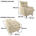 Ver imagem 3 de Poltrona de Amamentaçao e Puff Montreal Boucle F492 Natural Milani Store