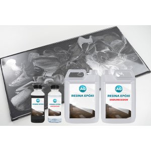 Kit Porcelanato Liquido Metálico Cinza Cetim / Prata Platinum AG por M² Resinas ag Kit Porcelanato L