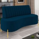 Ver imagem 1 de Sofá 2 Lugares 135cm Pés Aço Dourado Tamar Veludo Azul Z08 - Mpozenato
