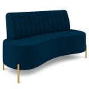 Ver imagem 2 de Sofá 2 Lugares 135cm Pés Aço Dourado Tamar Veludo Azul Z08 - Mpozenato
