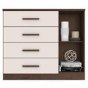 Ver imagem 2 de Cômoda Sapateira Genova Plus 1 Porta 4 Gavetas Jacarandá Off White Fosco Brilho - Zanzini
