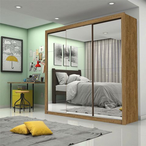 Guarda-roupa Casal Melissa com 4 Gavetas Super Glass Carioca Móveis
