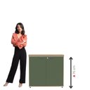 Ver imagem 5 de Armário Baixo para Escritório com 2 Portas Pivotantes PE40 Cinza/Noce Marromle/Sálvia