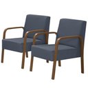 Ver imagem 1 de Kit 2 Poltronas 1 Lugar Jade Braço Madeira Azul Bic