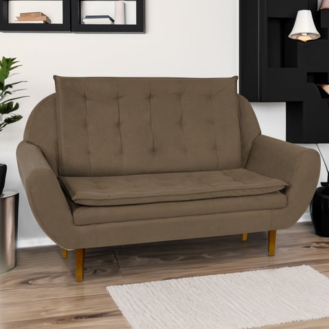 Sofá 2 Lugares 1,40 cm com Pillow Top Lorena Linduras Home Shop: Marrom Claro