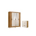 Ver imagem 3 de Conjunto Guarda Roupa Espelho e Comoda Lins Freijo Off White