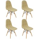 Ver imagem 1 de Kit 4 Cadeiras Charles Eames Botonê Eiffel Estofada - Bege