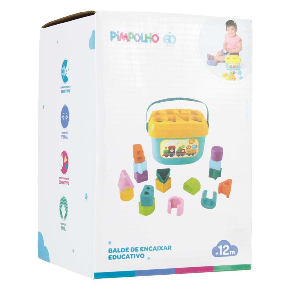 Brinquedo Bebê Balde de Encaixar Educativo Unissex- Pimpolho - 3