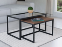 Ver imagem 1 de Conjunto Mesa de Centro Industrial 84cm e 80cm Aço Preto Duo Vidro Don Castro Decor