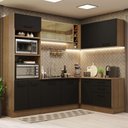 Ver imagem 1 de Armário de Cozinha Completa de Canto 399cm Rustic Preto Agata Madesa 01
