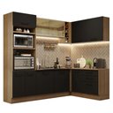 Ver imagem 3 de Armário de Cozinha Completa de Canto 399cm Rustic Preto Agata Madesa 01