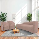 Ver imagem 2 de Kit Sofá Curvo França 220cm L.e e 2 Poltronas Luiza Max Conforto, Linho Rosê