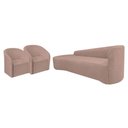 Ver imagem 1 de Kit Sofá Curvo França 220cm L.e e 2 Poltronas Luiza Max Conforto, Linho Rosê