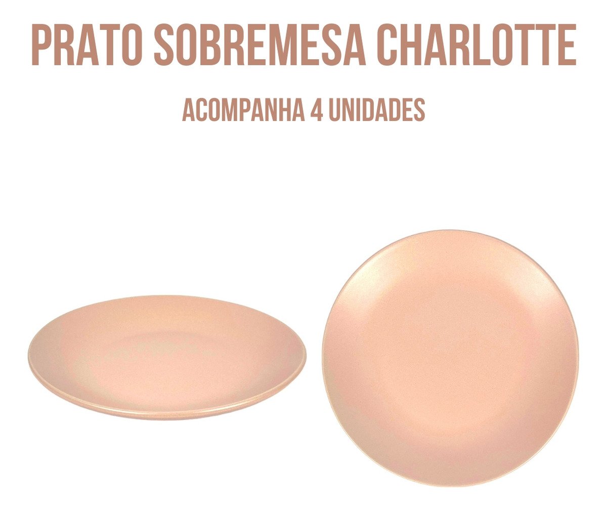 Aparelho de Jantar Lanche 16 Peças Cerâmica Charlotte com Pratos Canecas Bowl Rosé - 4