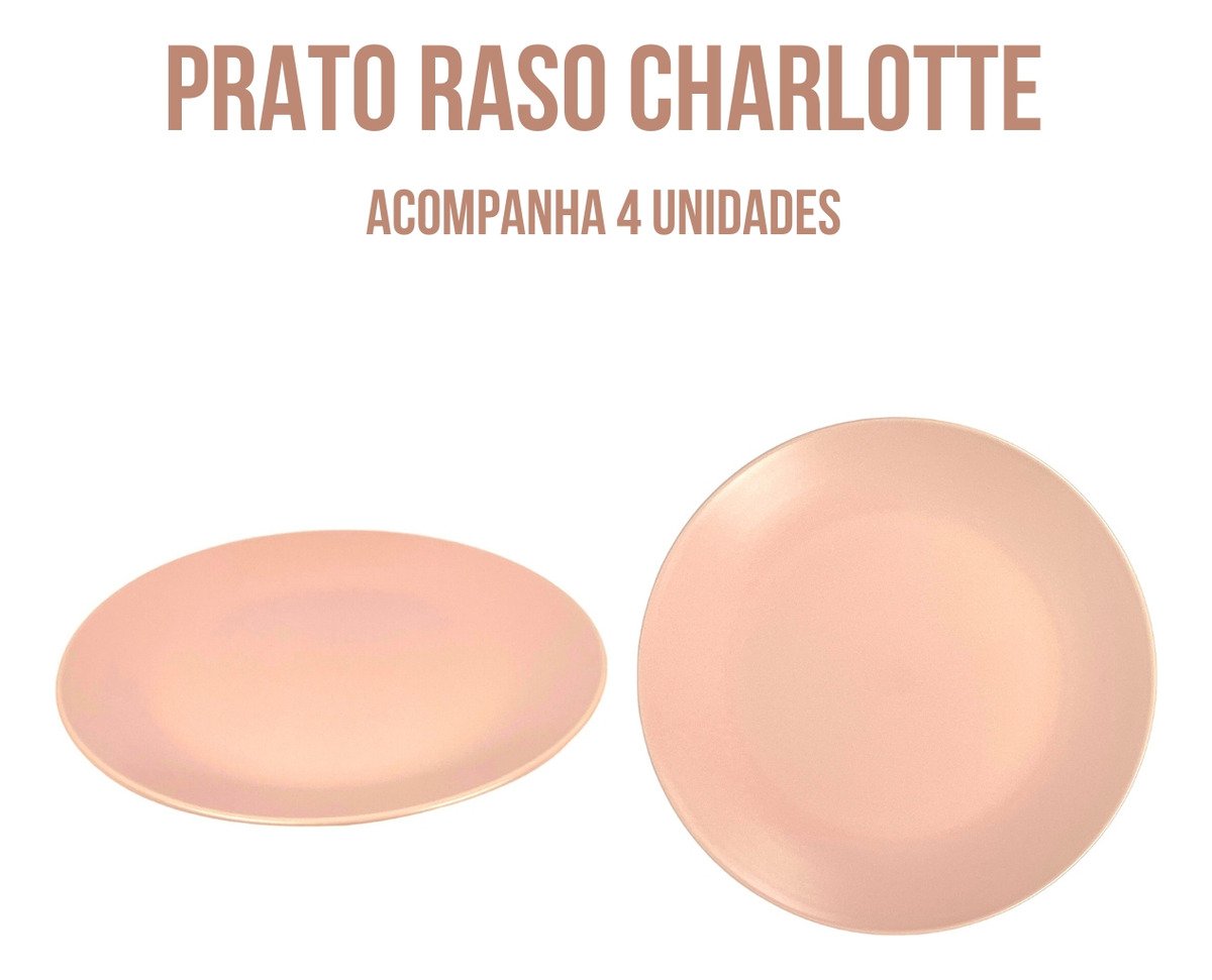 Aparelho de Jantar Lanche 16 Peças Cerâmica Charlotte com Pratos Canecas Bowl Rosé - 3