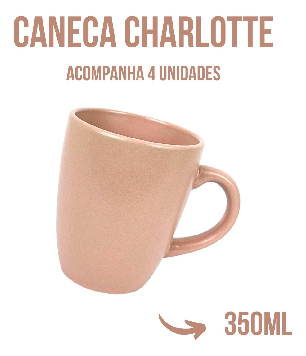 Aparelho de Jantar Lanche 16 Peças Cerâmica Charlotte com Pratos Canecas Bowl Rosé - 6