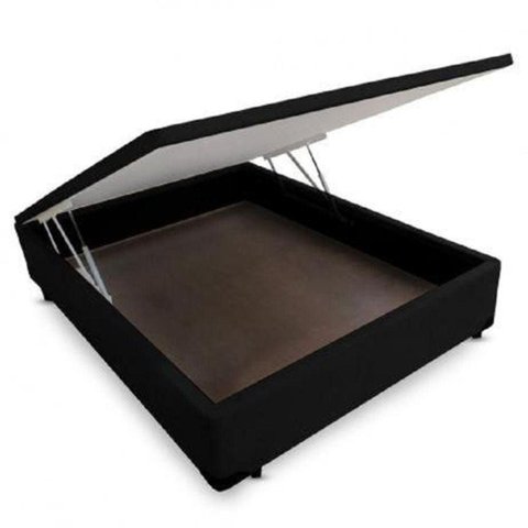 Base Box Baú Casal Suede Preta - 138x188