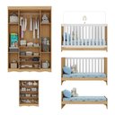 Ver imagem 5 de Quarto de Bebê Completo C/ Berço Americano 3 em 1 Colchão Doçura Multimóveis Mp4666 Madeirado/