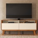Ver imagem 2 de Rack Bancada Olinda 160cm Amêndoa/pérola Metalizado para Tv até 65” - Mobler
