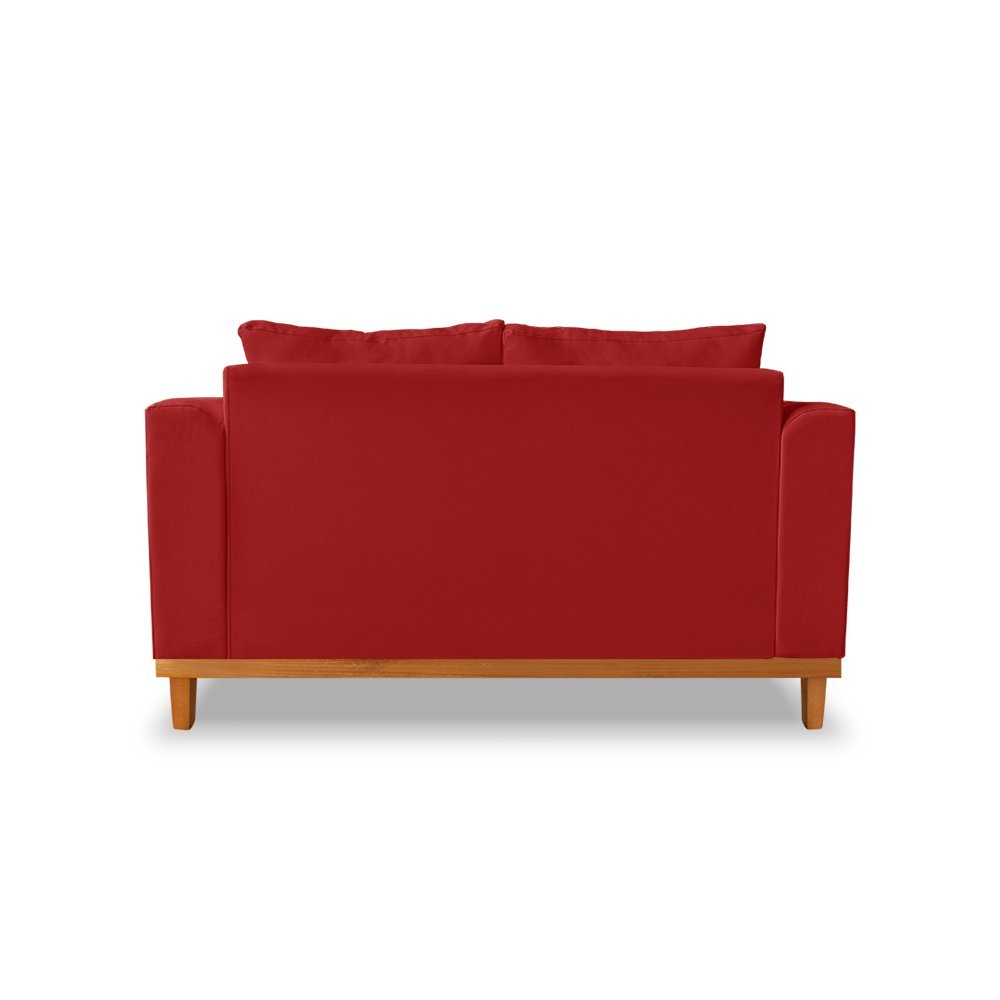 Sofá Namoradeira Viena 02 Lugares Com Almofadas Decorativa Suede Vermelho - Madeira Prima Deccor - 5