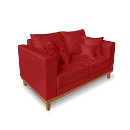 Sofá Namoradeira Viena 02 Lugares Com Almofadas Decorativa Suede Vermelho - Madeira Prima Deccor - 3