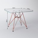 Ver imagem 2 de Mesa Eiffel Quadrada 90Cm Tampo De Vidro Com Base De Ferro Cobre Cor: Marrom
