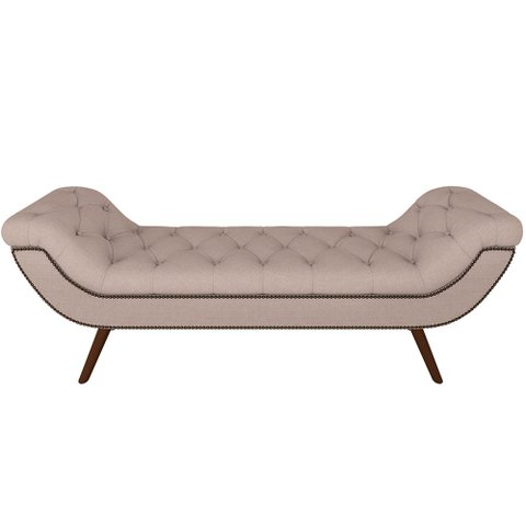 Puff Recamier Decorativo Tamanho Casal com Tachas 140 cm Santorini P05 Linho Bege - Lyam Decor