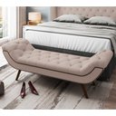 Ver imagem 2 de Puff Recamier Decorativo Tamanho Casal com Tachas 140 cm Santorini P05 Linho Bege - Lyam Decor