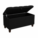 Ver imagem 3 de Recamier Baú Sara 80 cm Pés Plásticos Estofado Tecido Pávia Preto