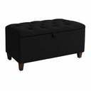 Ver imagem 2 de Recamier Baú Sara 80 cm Pés Plásticos Estofado Tecido Pávia Preto