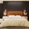 Cabeceira Estofada Iluminação Led Stella Cama King Size 200 Cm Buclé Terracota - 2