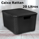 Ver mais imagens de Caixa Organizadora Rattan 20 Litros Empilhável Preta - Cesto Organizador 20l